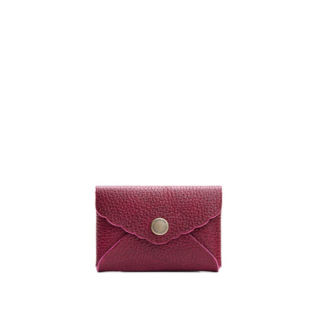 Orchid | Small leather card wallet with scalloped edge