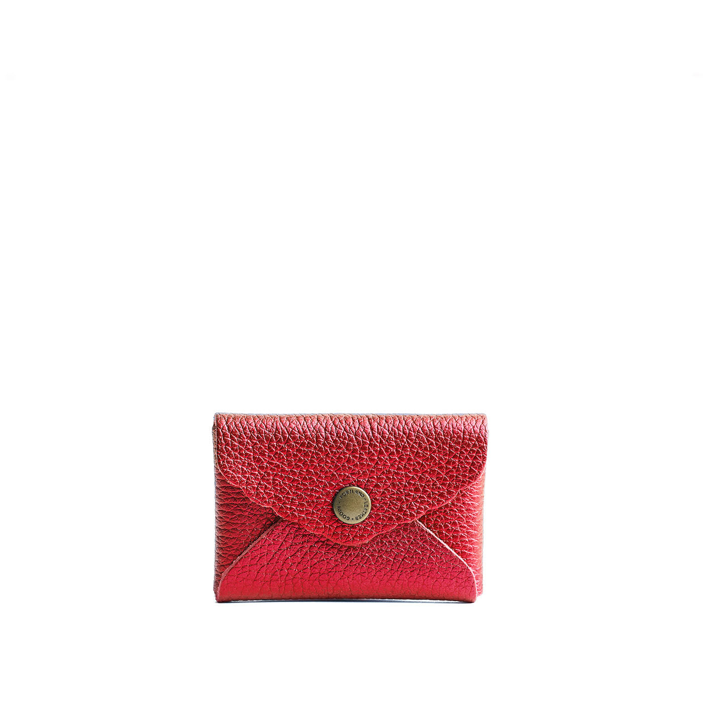Reba Red | Small leather card wallet with scalloped edge closed