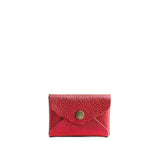 Reba Red | Small leather card wallet with scalloped edge closed