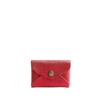 Reba Red | Small leather card wallet with scalloped edge closed