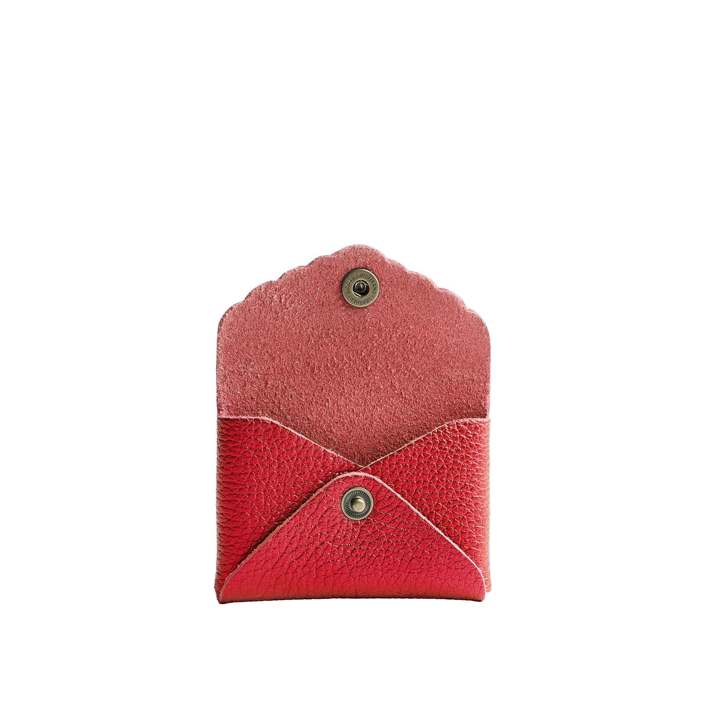 Reba Red | Small leather card wallet with scalloped edge open