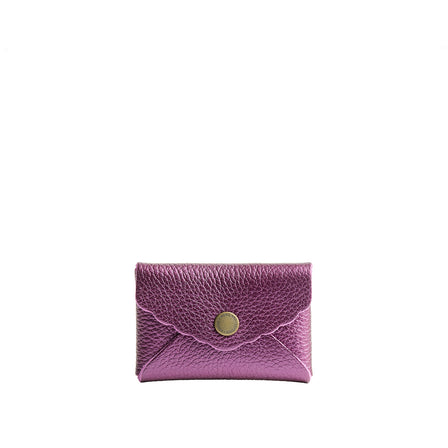 Ultra Violet | Small leather card wallet with scalloped edge closed
