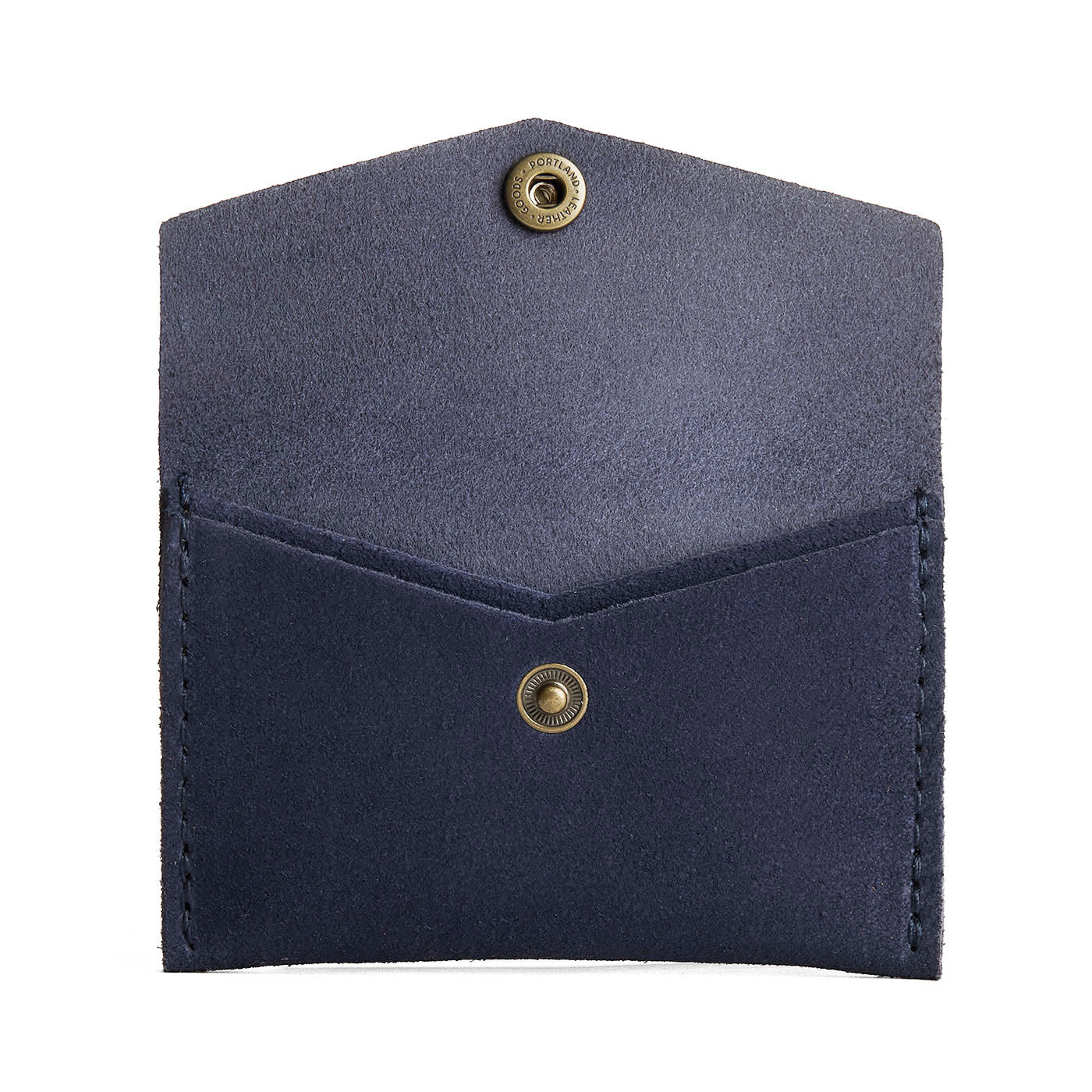 Alaska Blue | Small leather envelope card wallet with snap closure