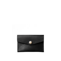 Black | Small leather envelope card wallet with snap closure