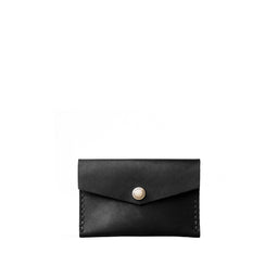 Black | Small leather envelope card wallet with snap closure