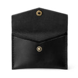 Black | Small leather envelope card wallet with snap closure