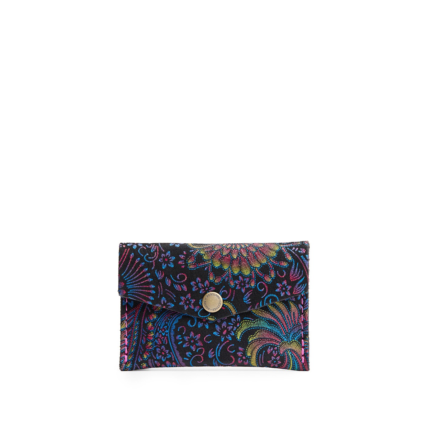 Carnival | Small leather envelope card wallet with snap closure