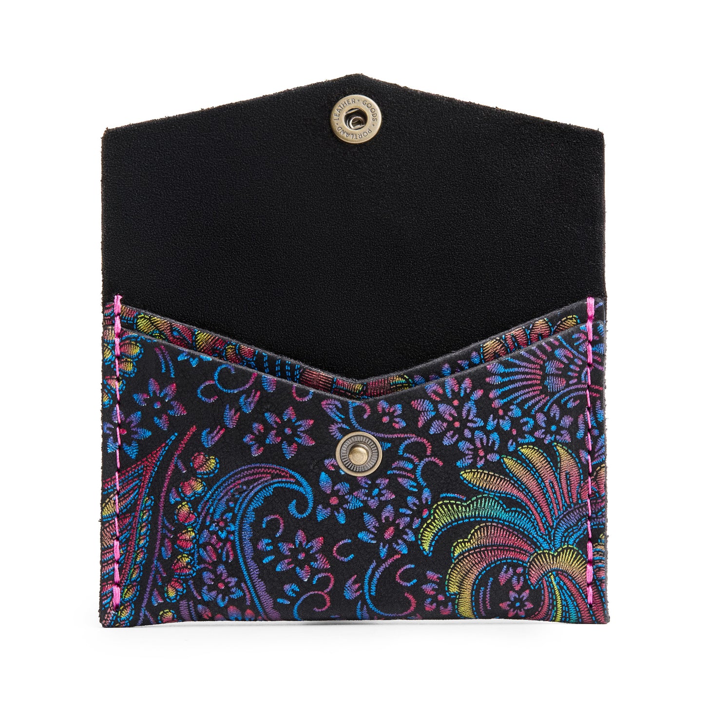 Carnival | Small leather envelope card wallet with snap closure