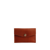 Chestnut | Small leather envelope card wallet with snap closure