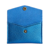 Comet Blue | Small leather envelope card wallet with snap closure