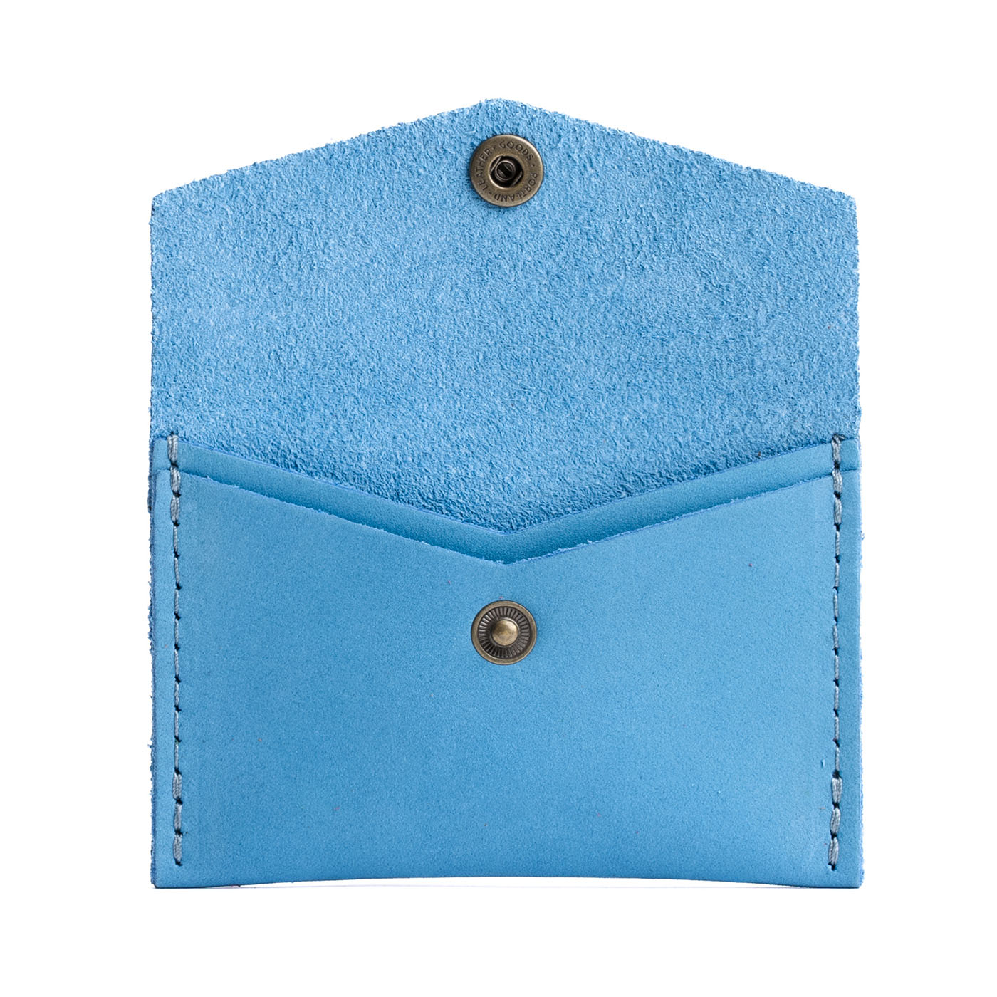 Iceberg Blue | Small leather card wallet with snap closure