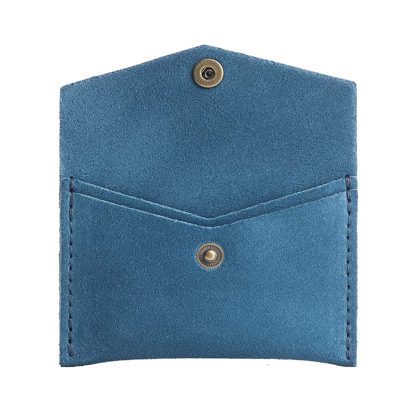 Mariner Blue | Small leather envelope card wallet with snap closure