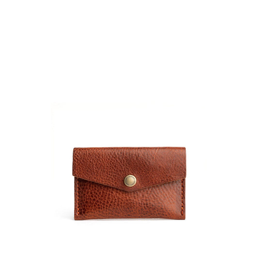 Nutmeg | Small leather envelope card wallet with snap closure