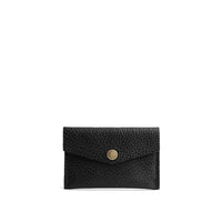 Pebbled--black | Small leather envelope card wallet with snap closure