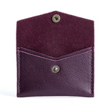Plum | Small leather envelope card wallet with snap closure