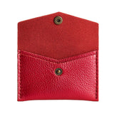 Reba Red | Small leather envelope card wallet with snap closure