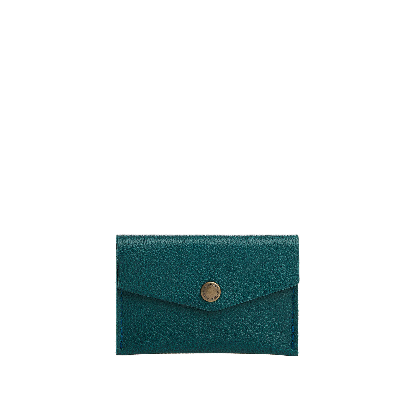 Sea Glass | Small leather envelope card wallet with snap closure