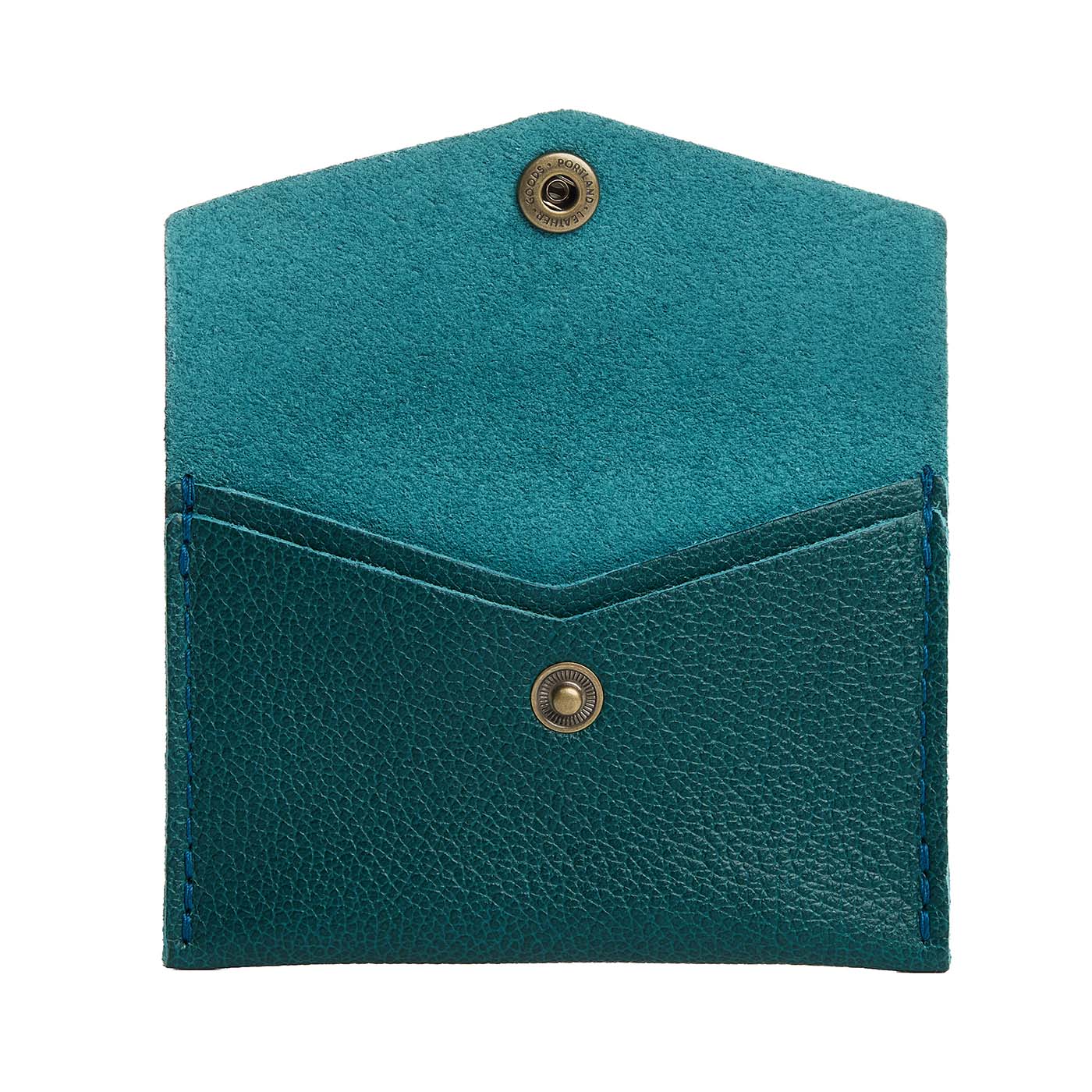 Sea Glass | Small leather envelope card wallet with snap closure