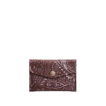 Sepia | Small leather envelope card wallet with snap closure