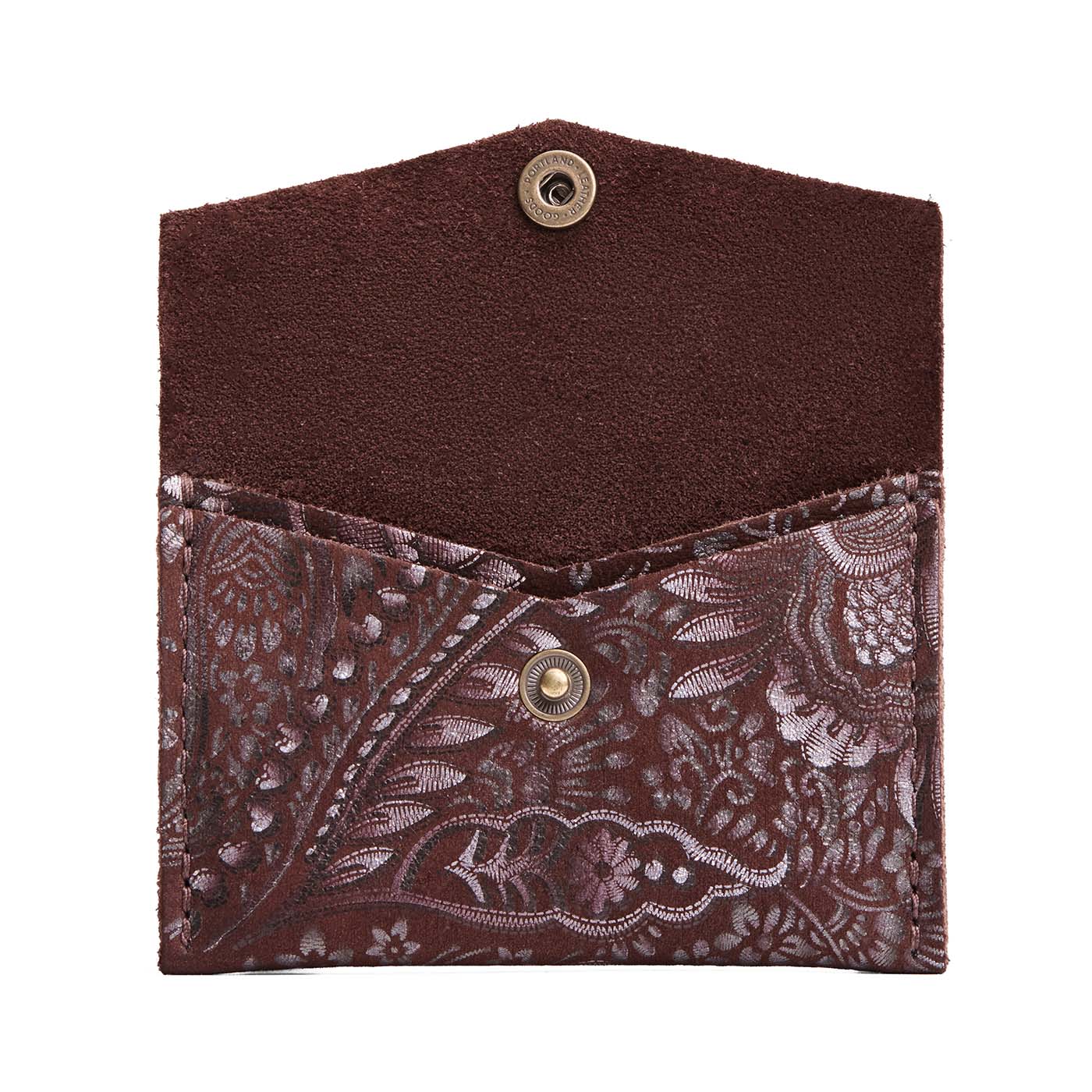 Sepia | Small leather envelope card wallet with snap closure