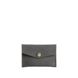Smoke Grey | Small leather envelope card wallet with snap closure