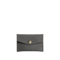 Smoke Grey | Small leather envelope card wallet with snap closure