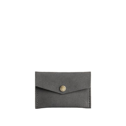 Smoke Grey | Small leather envelope card wallet with snap closure