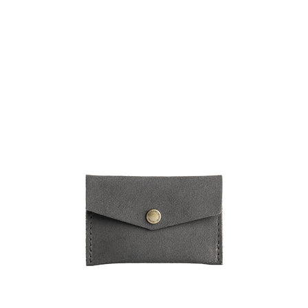 Smoke Grey | Small leather envelope card wallet with snap closure