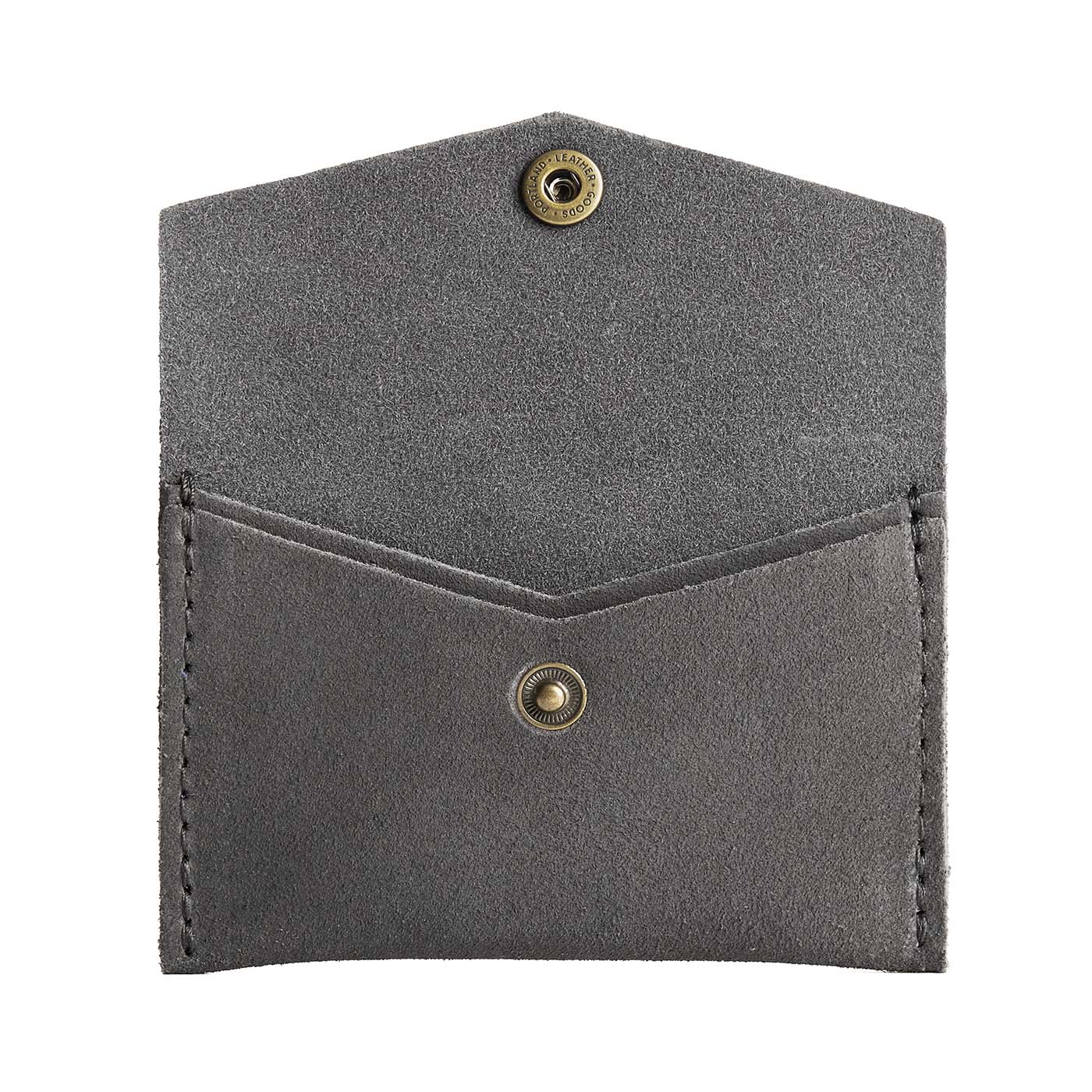 Smoke Grey | Small leather envelope card wallet with snap closure