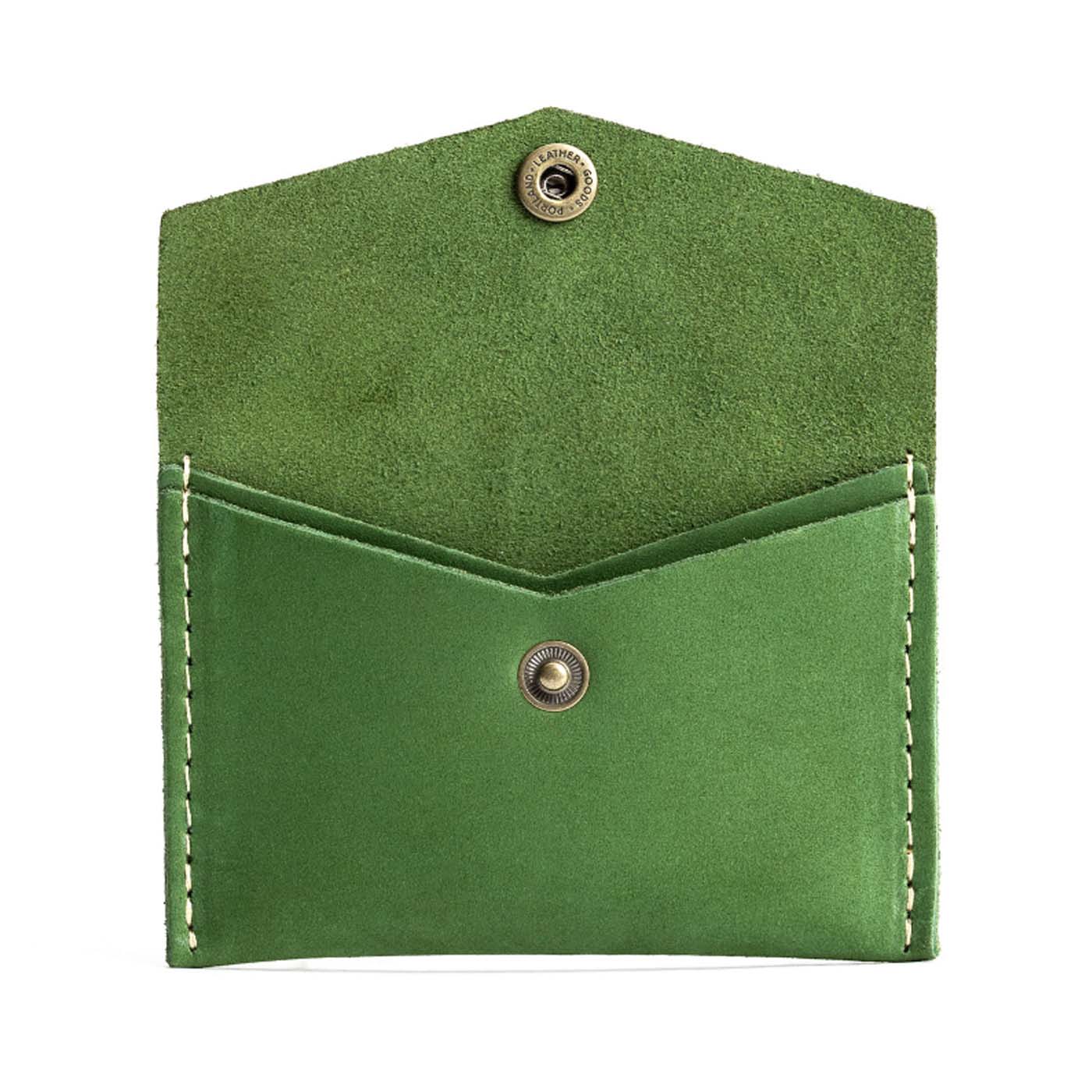 Succulent | Small leather envelope card wallet with snap closure
