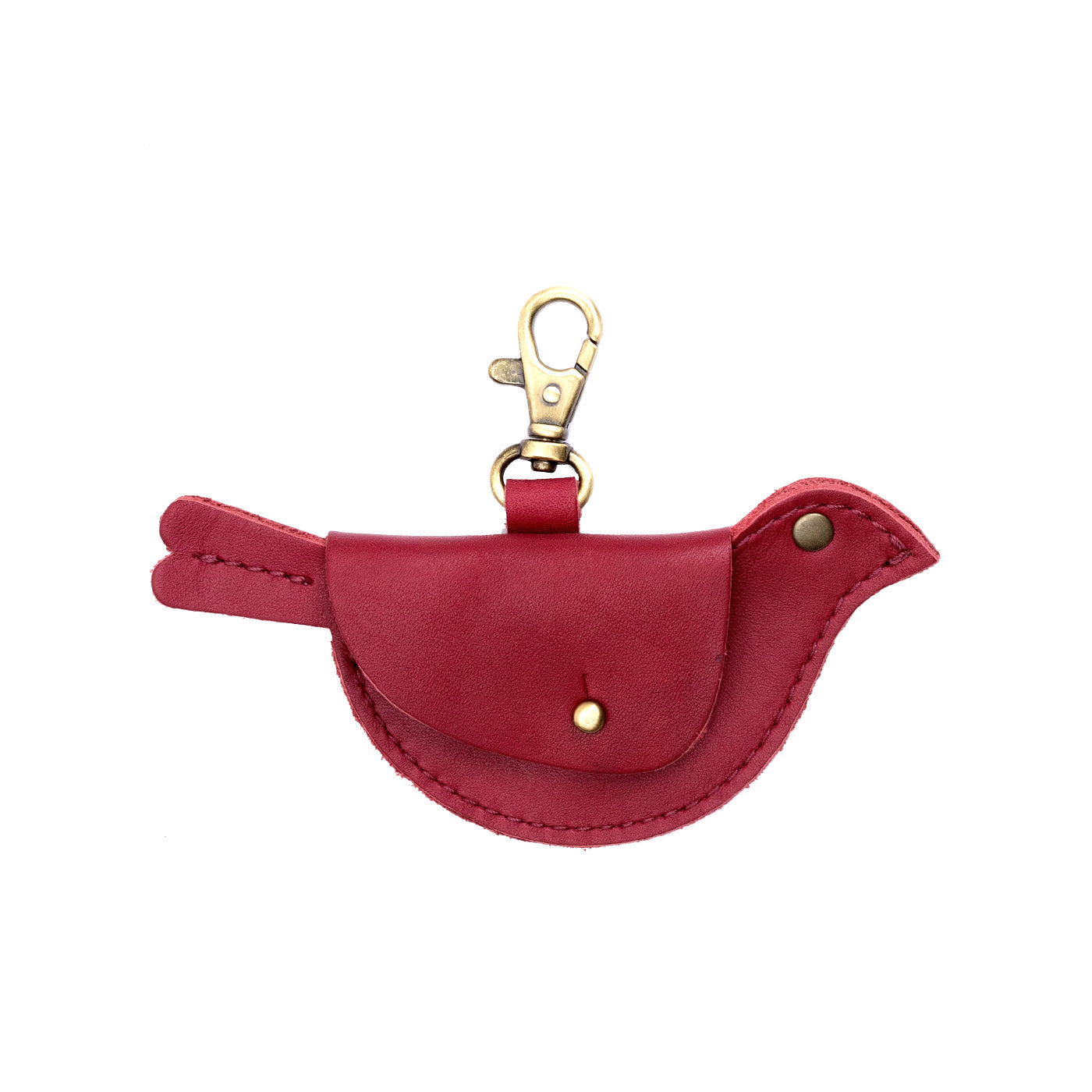 Berry Good | Bird shaped pouch with button closure and lobster clasp