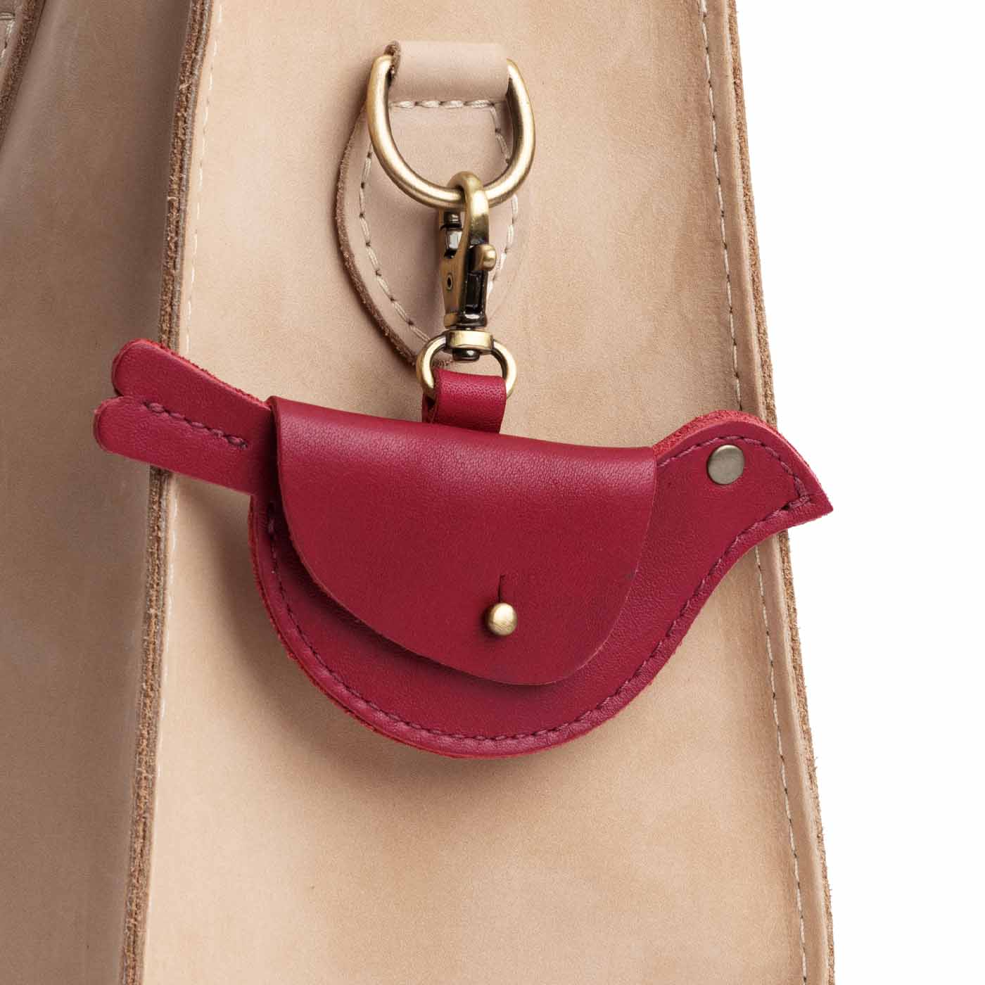 Berry Good | Bird shaped pouch with button closure and lobster clasp