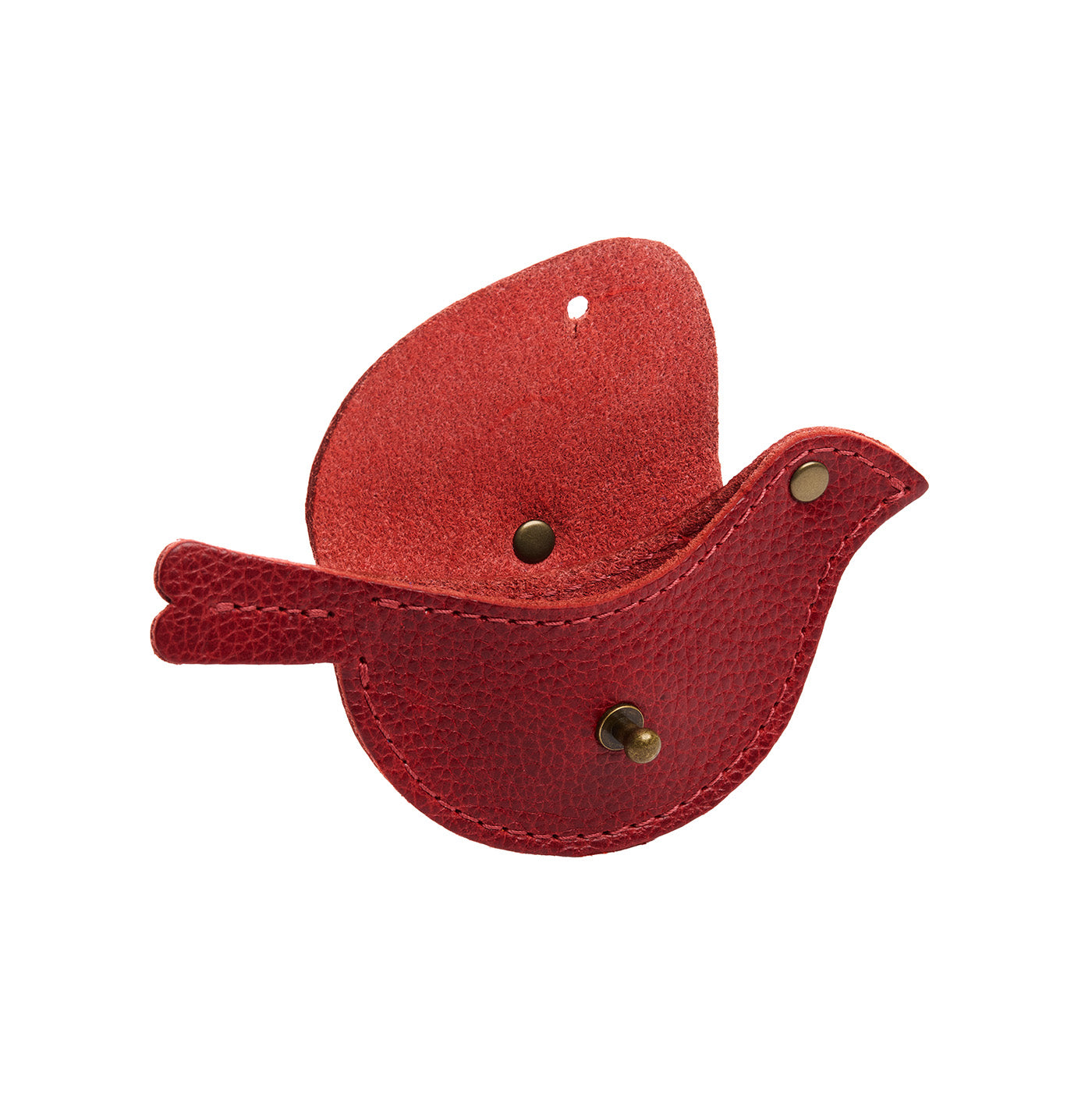 Chili Red | Bird shaped pouch with button closure and lobster clasp