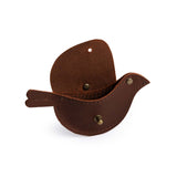 Cognac | Bird shaped pouch with button closure and lobster clasp