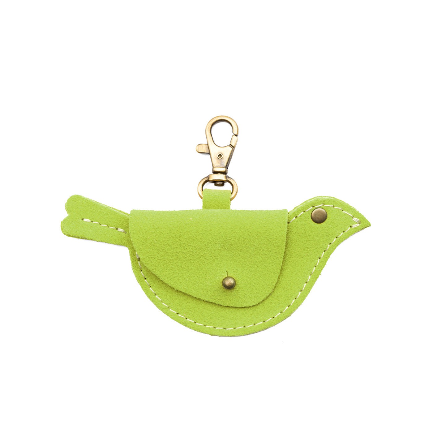 Lime | Bird shaped pouch with button closure and lobster clasp