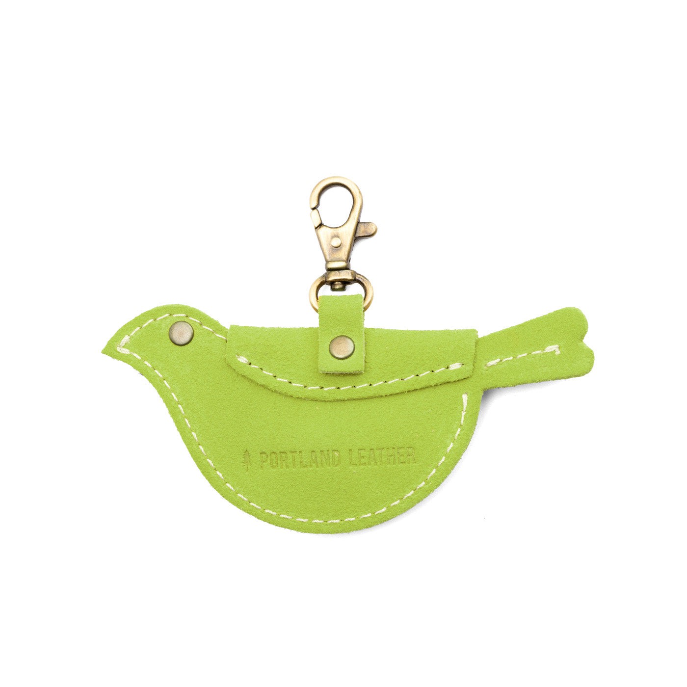 Lime | Bird shaped pouch with button closure and lobster clasp