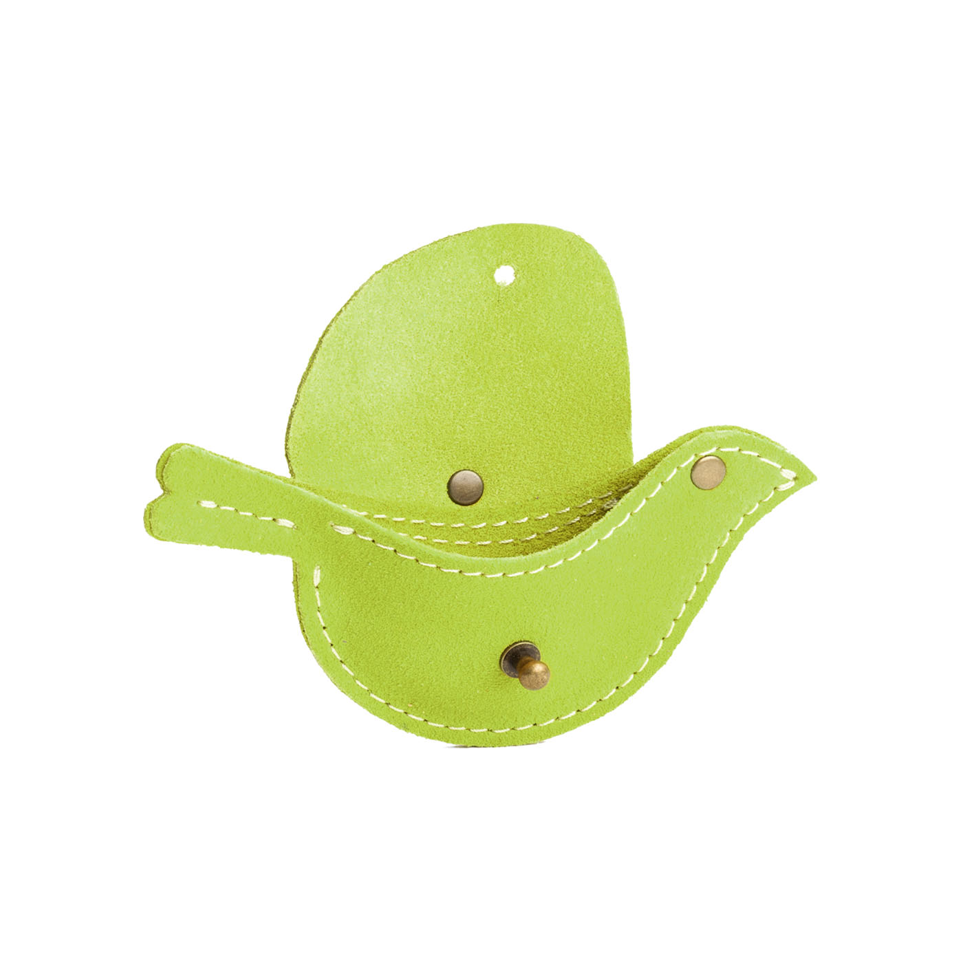 Lime | Bird shaped pouch with button closure and lobster clasp