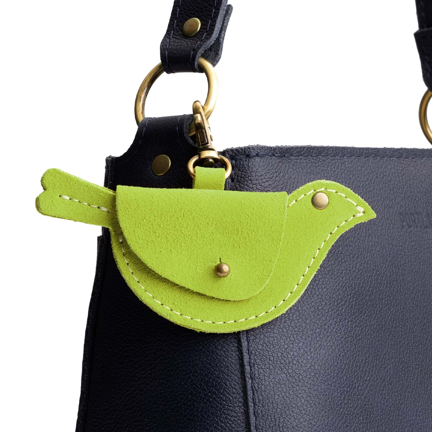 Lime | Bird shaped pouch with button closure and lobster clasp
