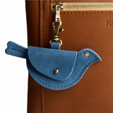 Mariner Blue | Bird shaped pouch with button closure and lobster clasp