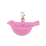 Pink Suede | Bird shaped pouch with button closure and lobster clasp