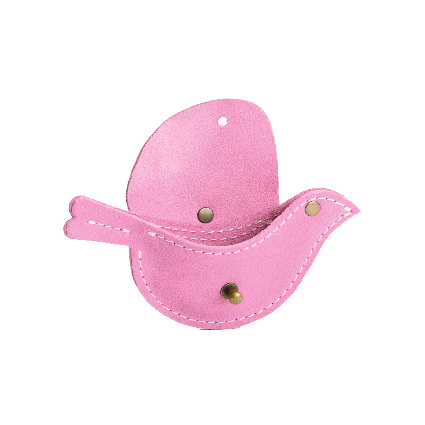 Pink Suede | Bird shaped pouch with button closure and lobster clasp