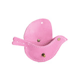 Pink Suede | Bird shaped pouch with button closure and lobster clasp