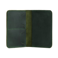 Evergreen | Leather passport case with PLG logo open shot