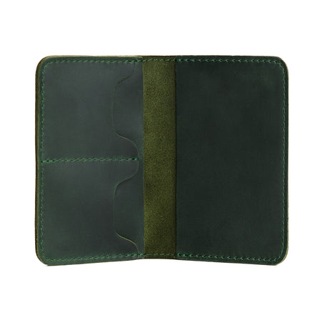 Evergreen | Leather passport case with PLG logo open shot