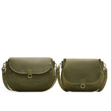 Old Growth | Size comparison of two leather Crossbodies with a flaps and magnetic closures