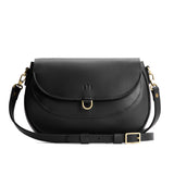 Black Large | Leather Crossbody with a flap and magnetic closure