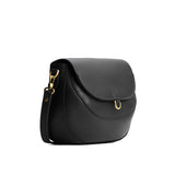 Black Large | Leather Crossbody with a flap and magnetic closure