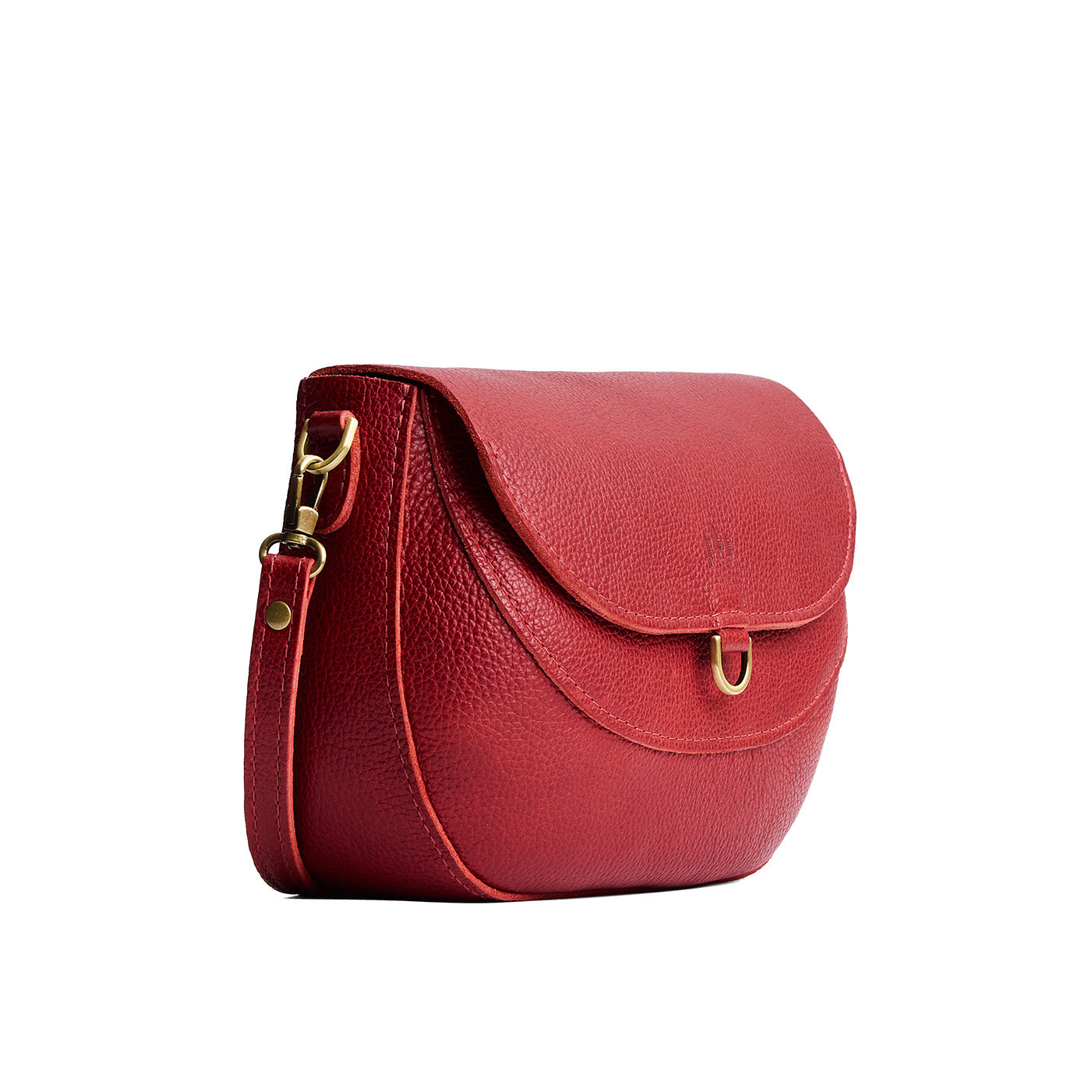 Chili Red*Large | Leather Crossbody with a flap and magnetic closure