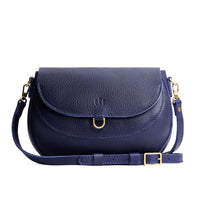 Cobalt*Large | Leather Crossbody with a flap and magnetic closure