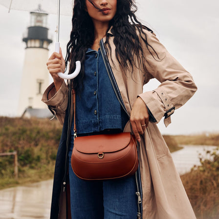 Madrone*Small | Petite leather Crossbody with a flap and magnetic closure